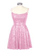 Sequin Scoop Neckline Mini Dress 