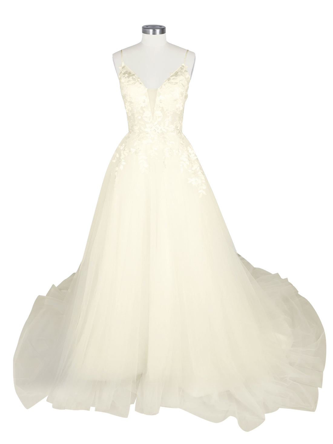 Illusion Spaghetti Straps Wedding Dress 