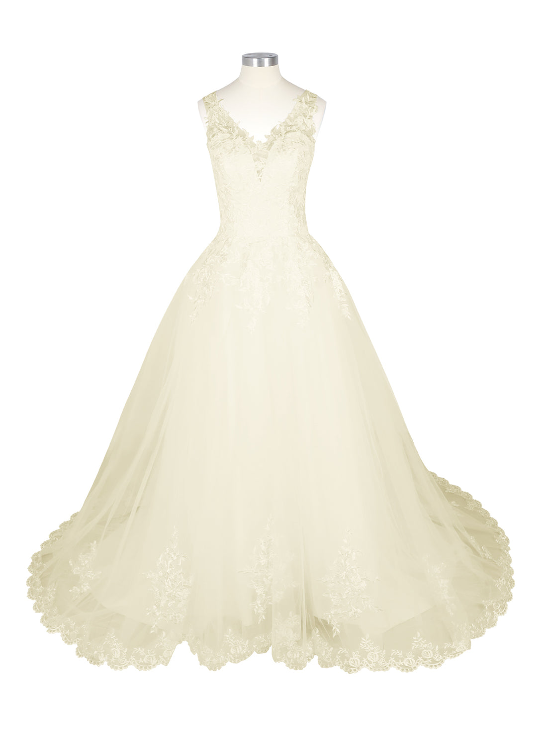 Wide Straps Applique Wedding Dress 