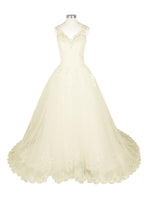 Wide Straps Applique Wedding Dress 