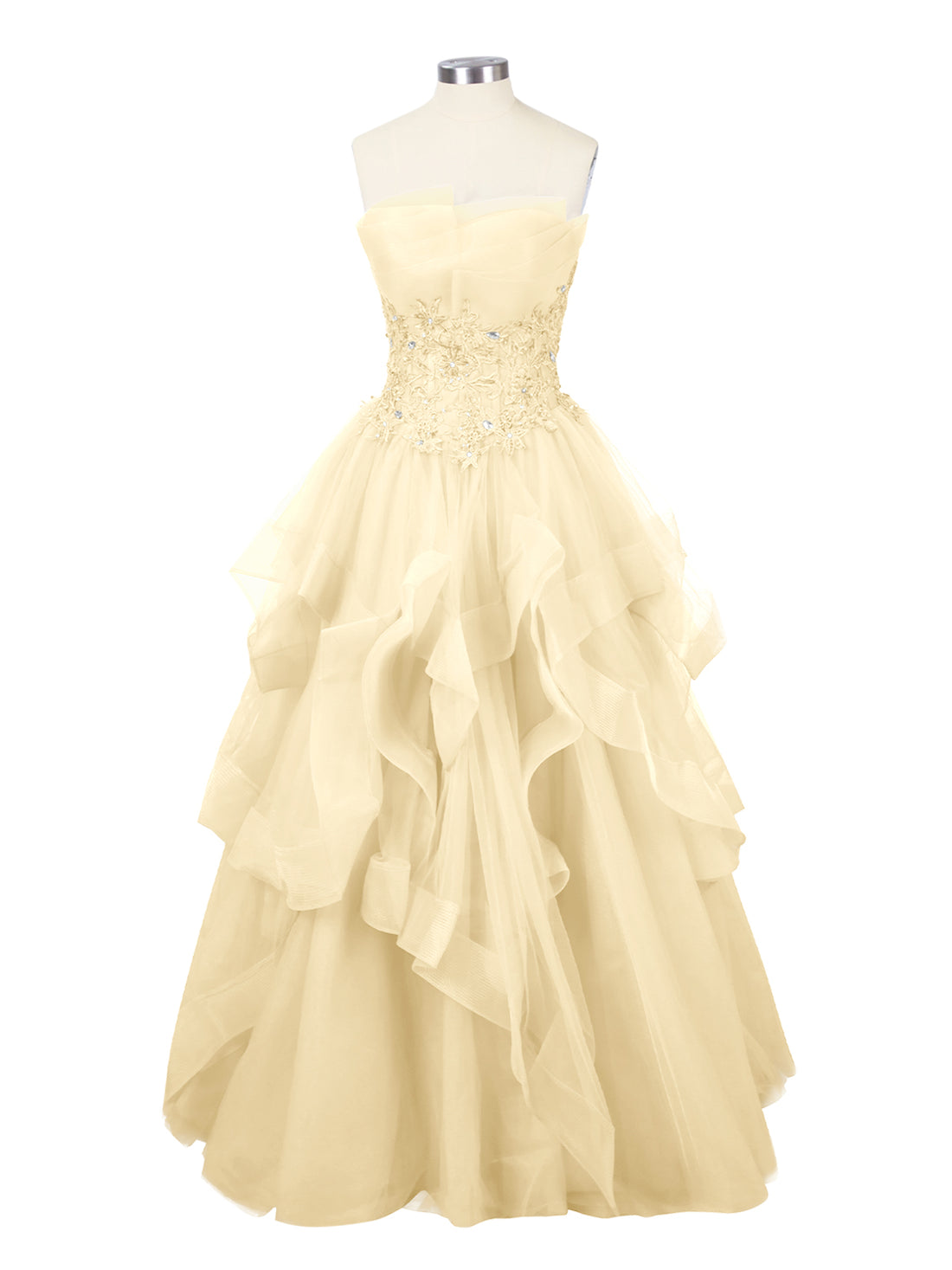 Tiered Strapless Prom Dress 