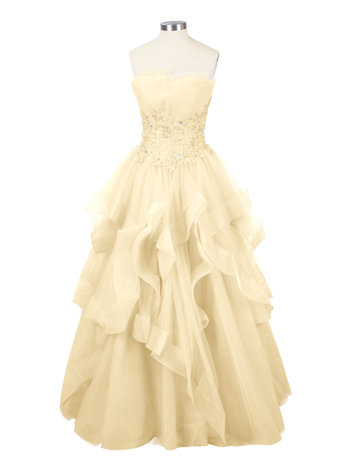 Tiered Strapless Prom Dress 