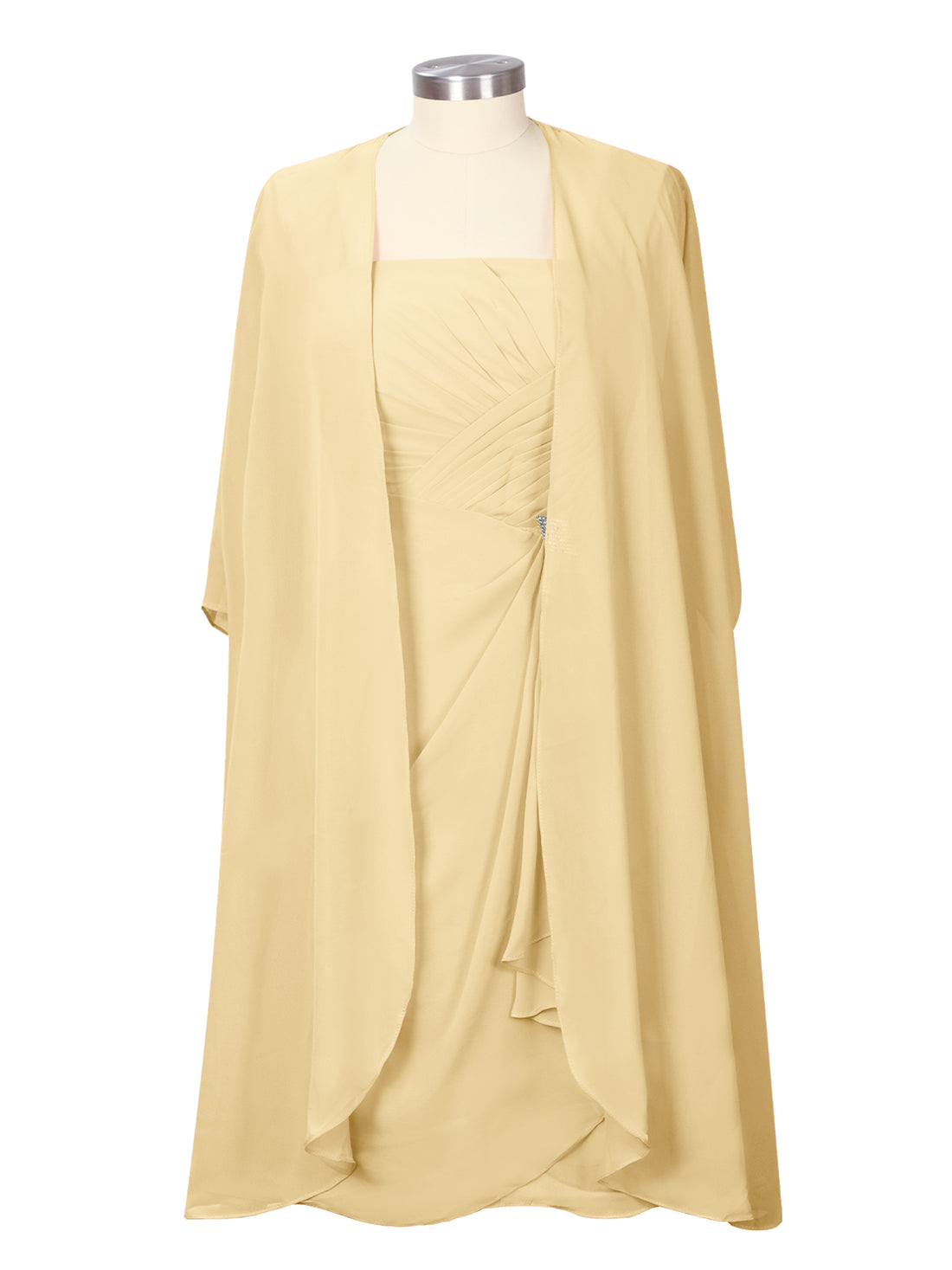 Ruched Chiffon Two-Piece Dress Set 