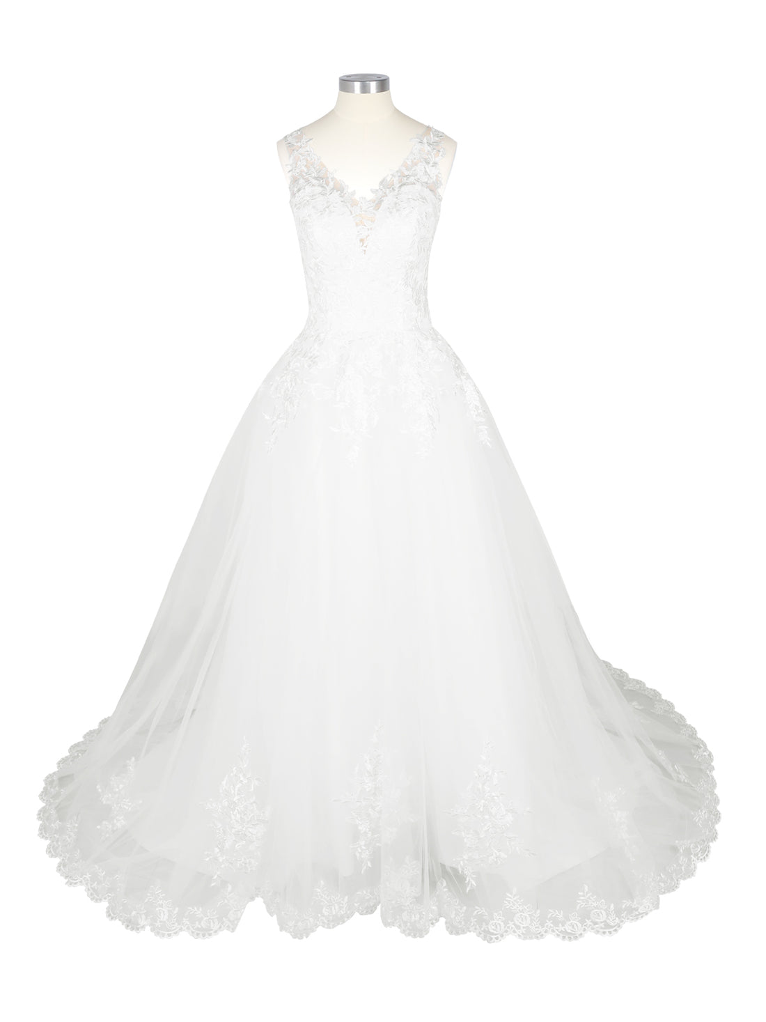 Wide Straps Applique Wedding Dress 