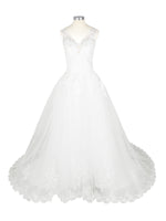 Wide Straps Applique Wedding Dress 