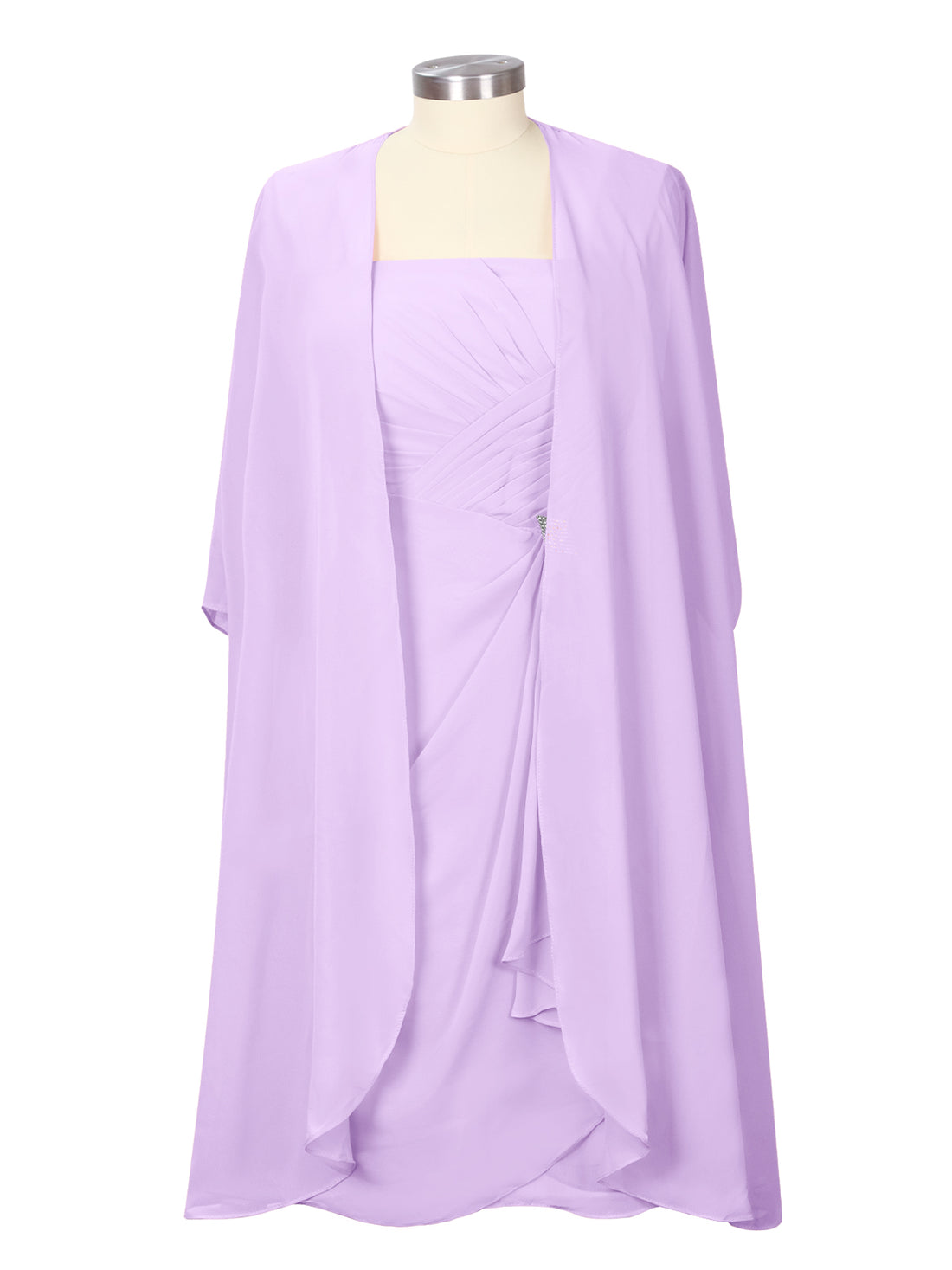 Ruched Chiffon Two-Piece Dress Set 