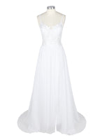 Applique Slit Chiffon Wedding Dress 