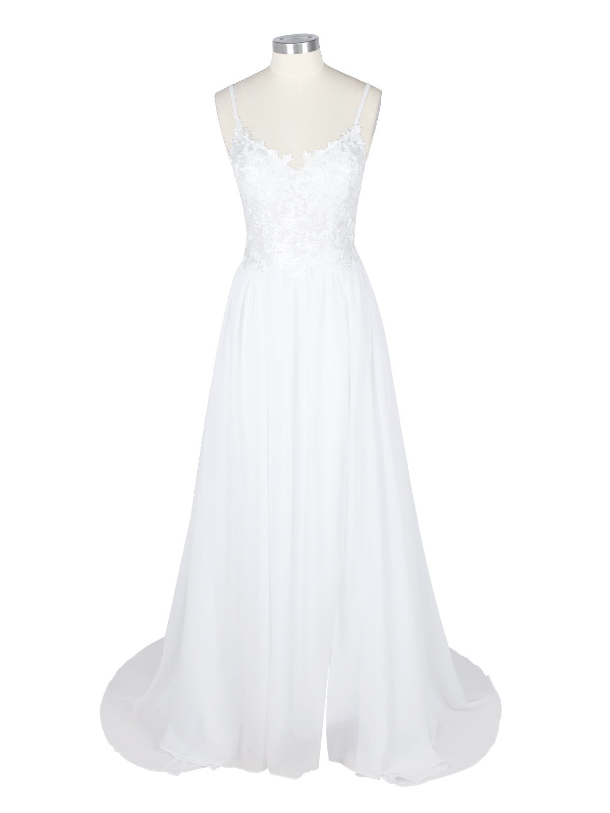 Applique Slit Chiffon Wedding Dress 