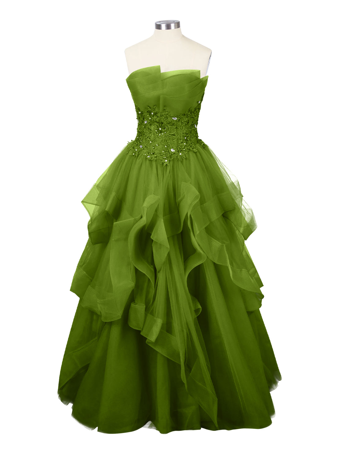 Tiered Strapless Prom Dress 