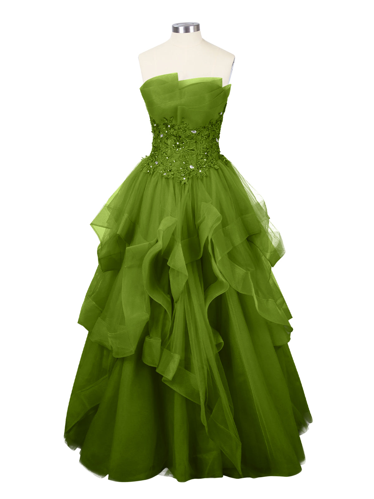 Tiered Strapless Prom Dress 