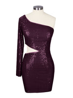 Waist Cutout One Shoulder Mini Dress 