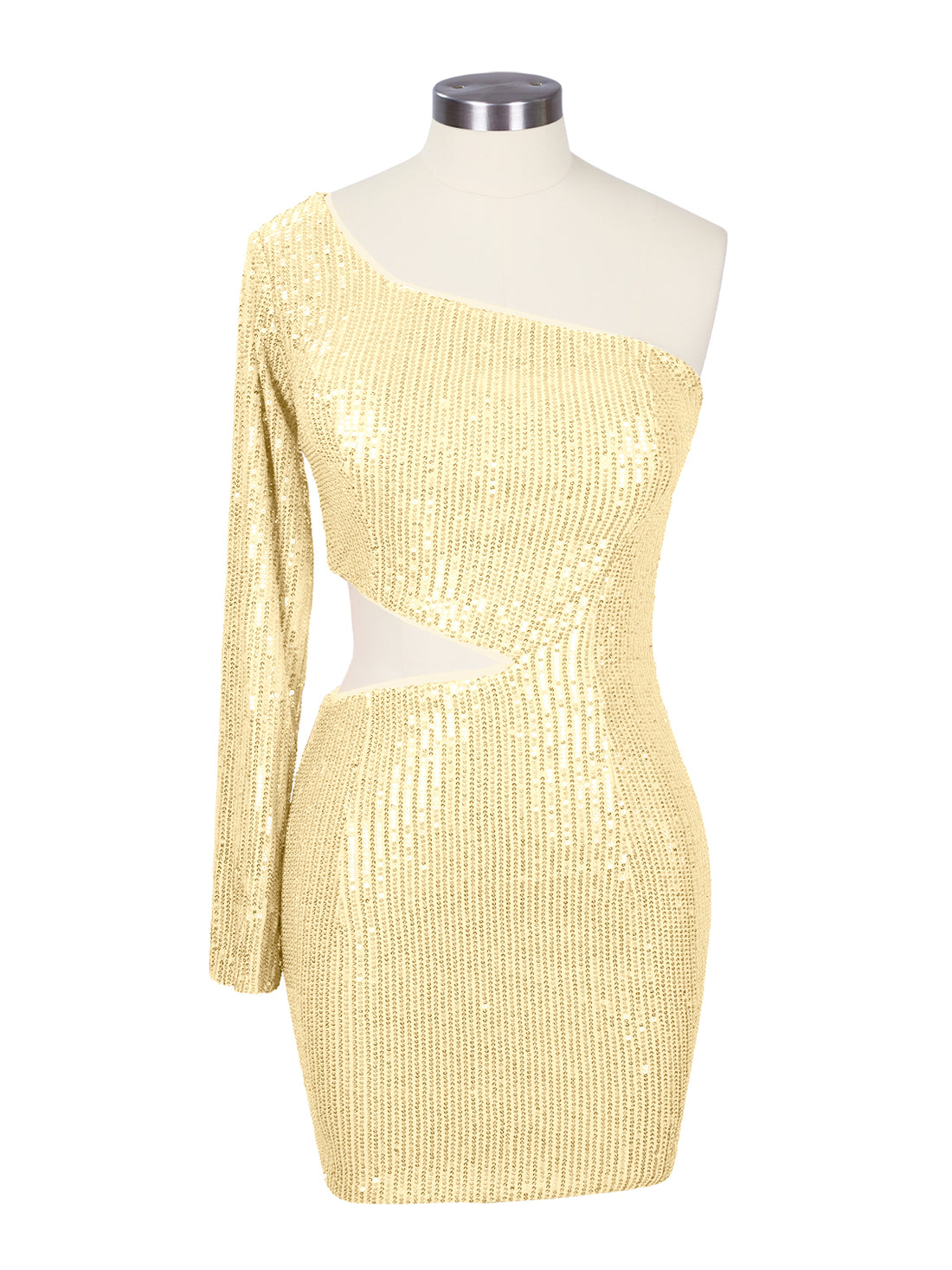 Waist Cutout One Shoulder Mini Dress 