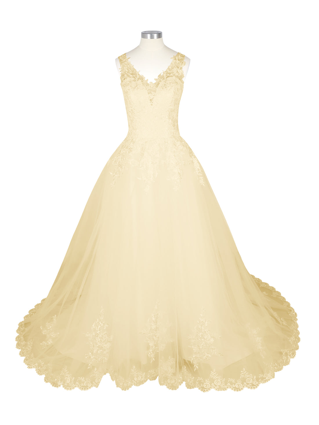 Wide Straps Applique Wedding Dress 