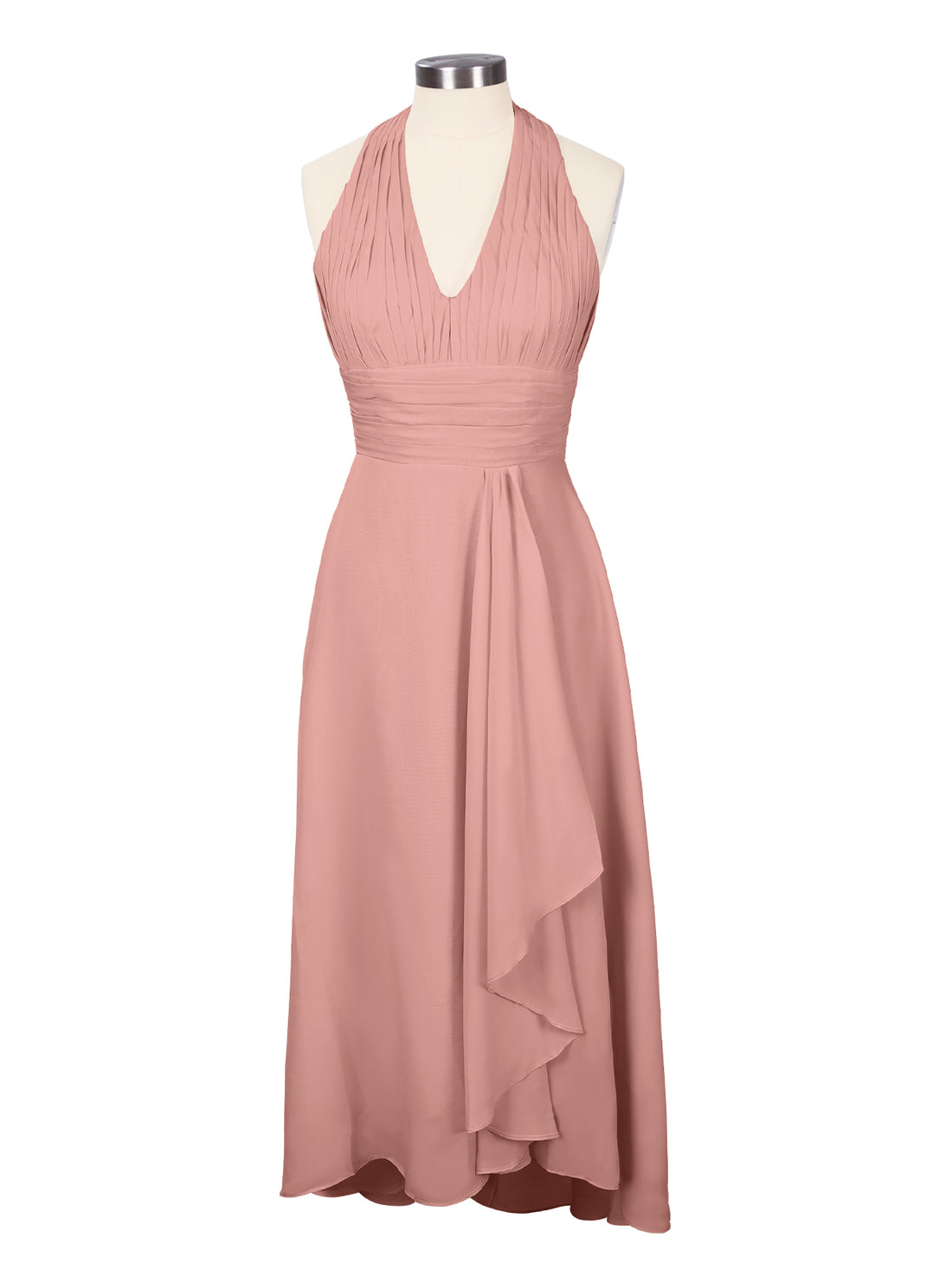 Ruched Halter Bridesmaid Dress 