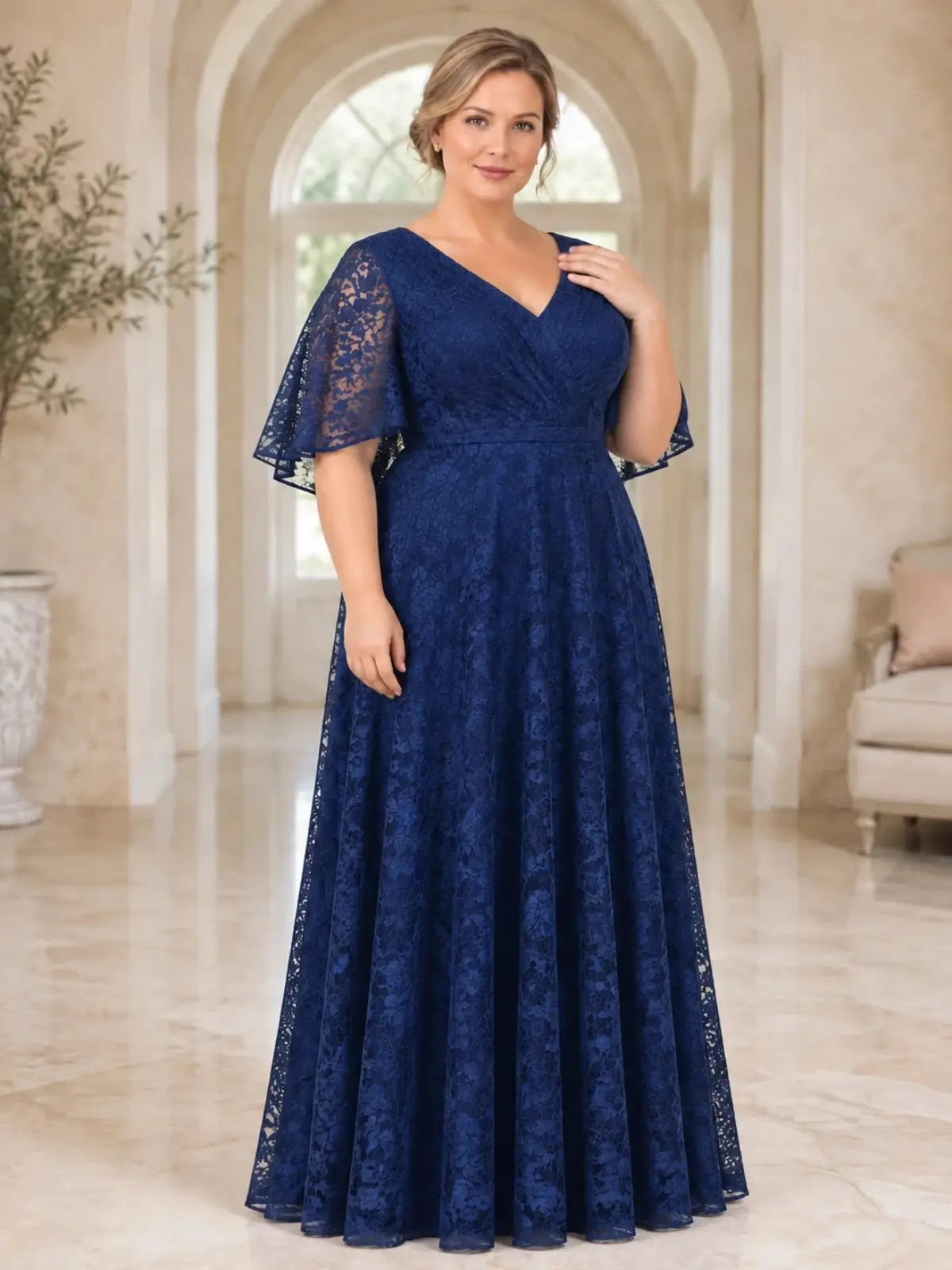 A-Line Lace Mother of the Bride Dress