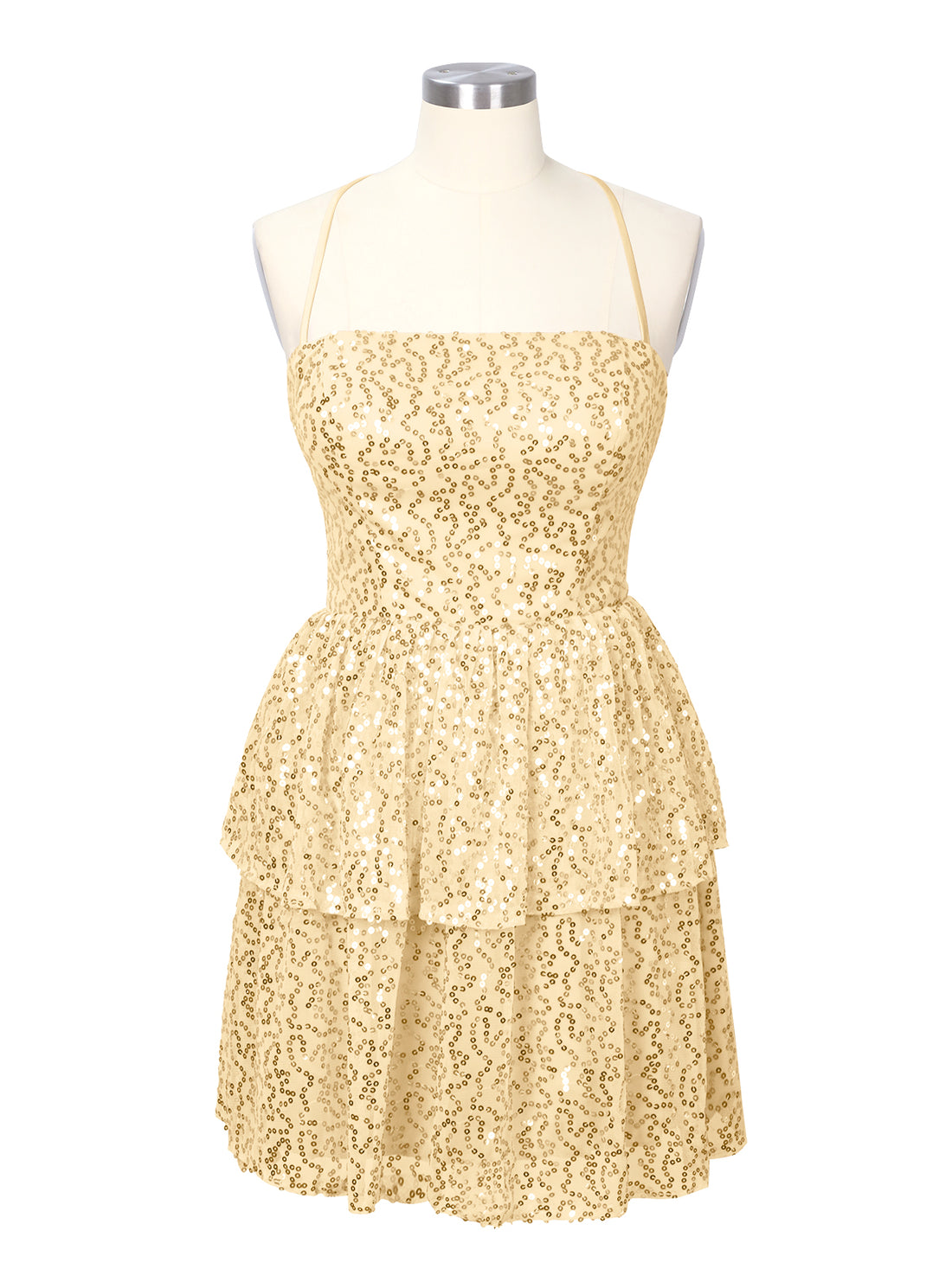 Sequined Halter Flare Mini Dress 