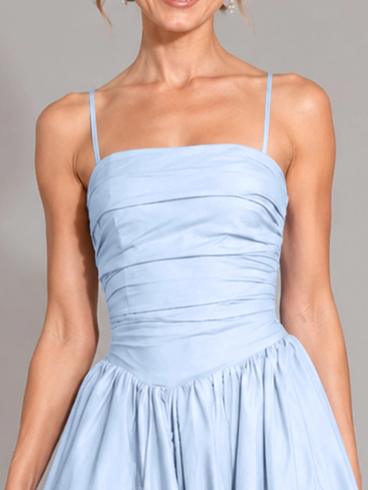 Iridescent Taffeta Prom Dress with High Slit