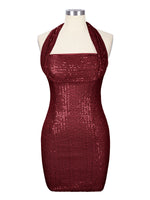 Halter Sequin Sheath Mini Dress 