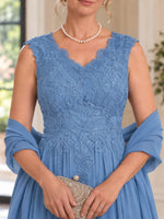 Floor-Length V-Neck Mother of the Bride Dress