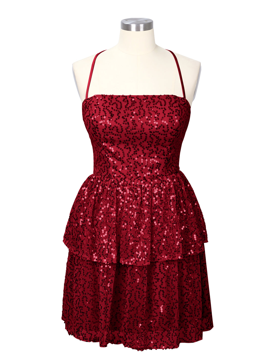 Sequined Halter Flare Mini Dress 