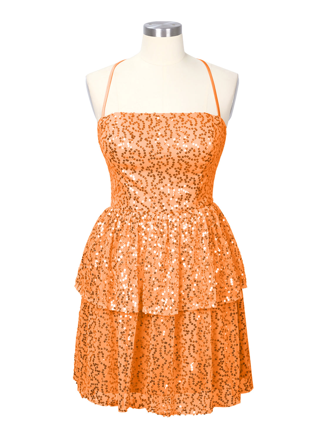 Sequined Halter Flare Mini Dress 