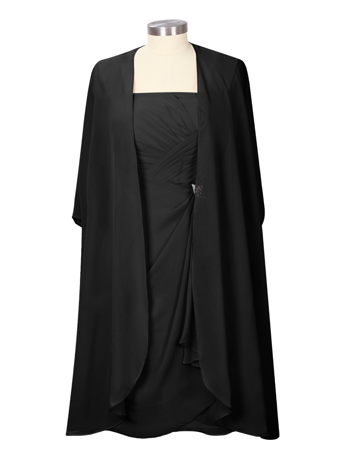 Ruched Chiffon Two-Piece Dress Set 