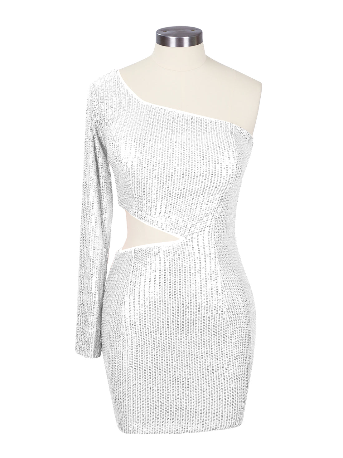 Waist Cutout One Shoulder Mini Dress 