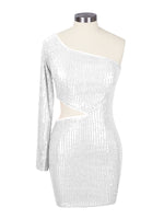 Waist Cutout One Shoulder Mini Dress 