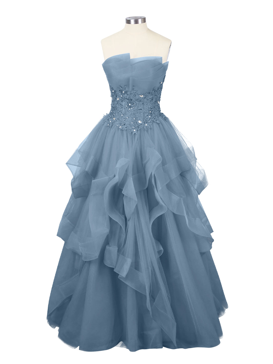Tiered Strapless Prom Dress 