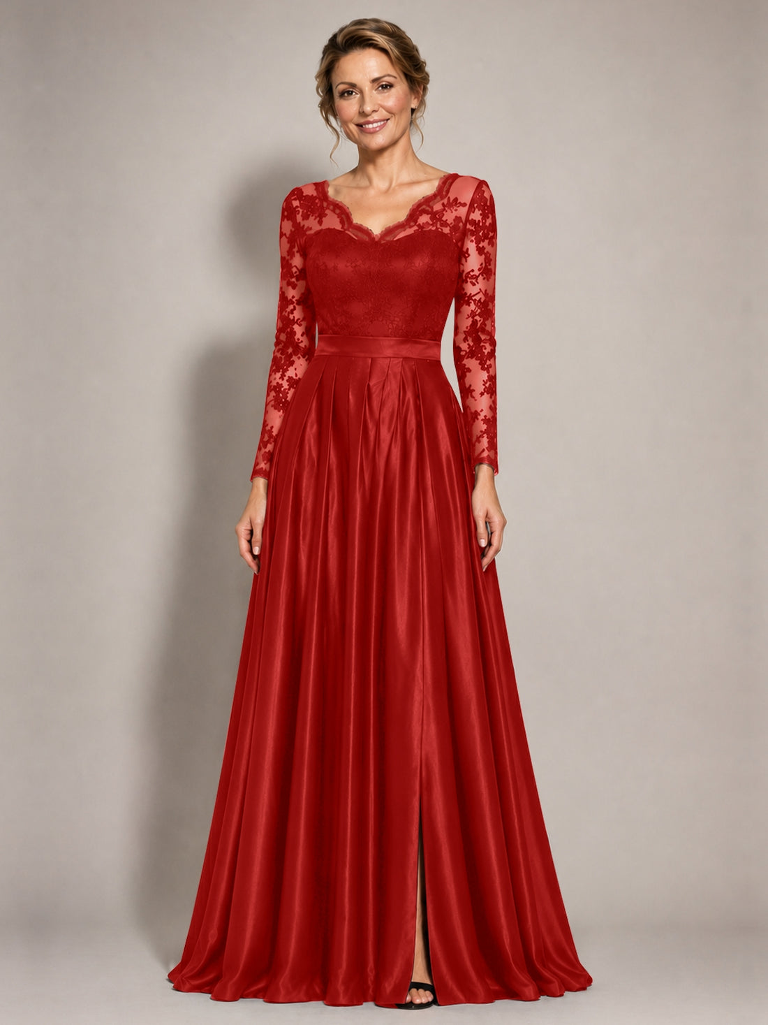 Satin Mother of the Bride Dress with Appliques