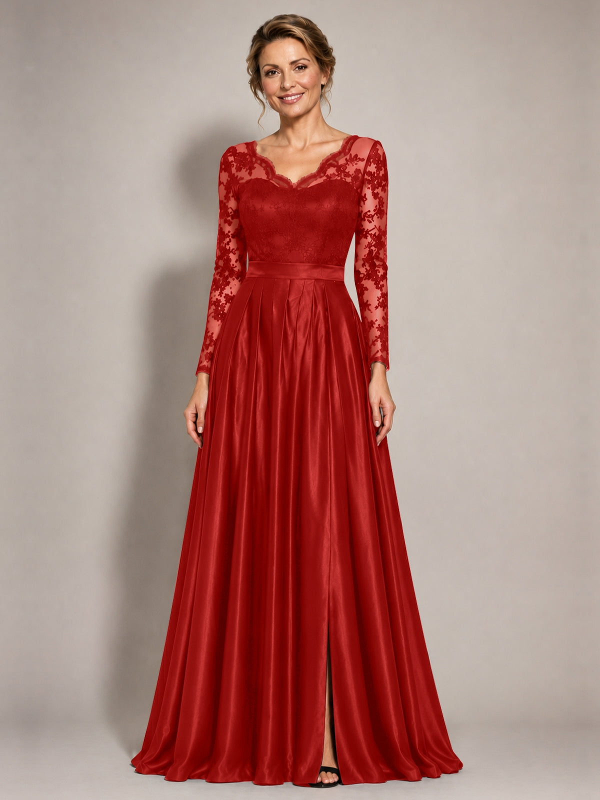 Satin Mother of the Bride Dress with Appliques