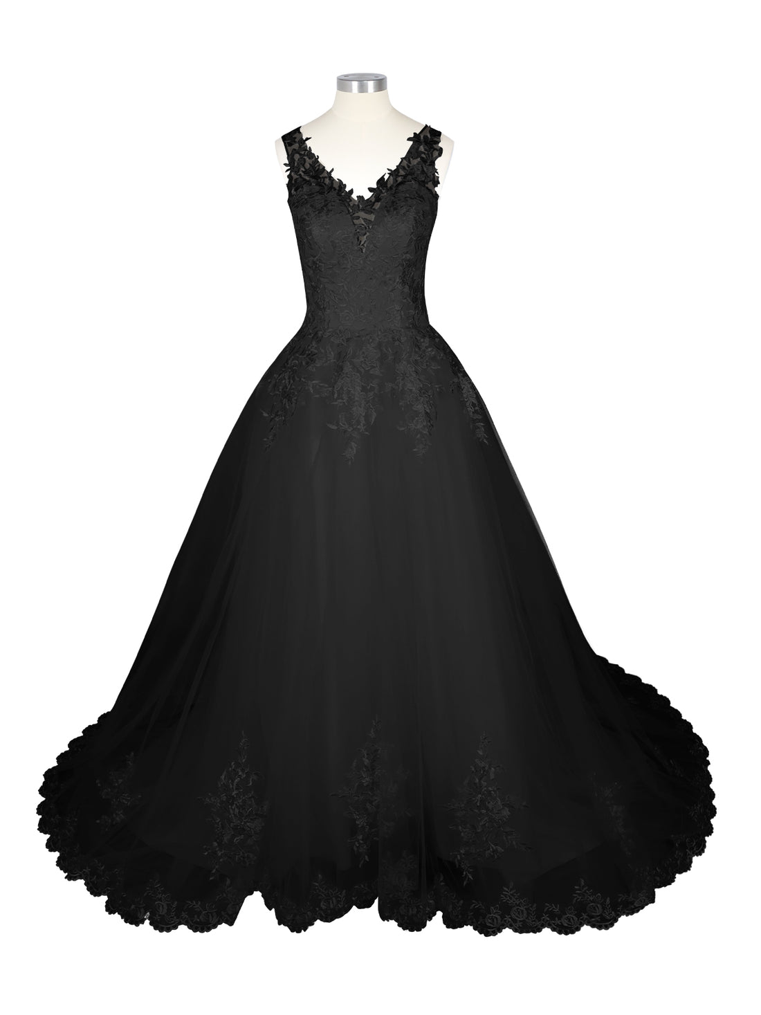 Wide Straps Applique Wedding Dress 