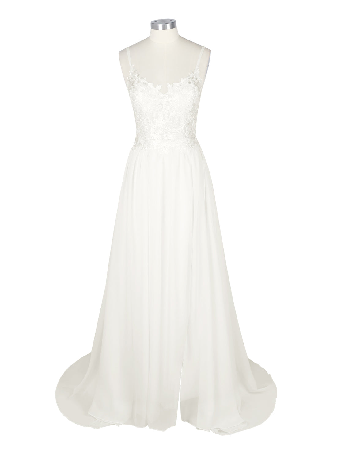 Applique Slit Chiffon Wedding Dress 