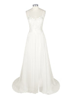 Applique Slit Chiffon Wedding Dress 