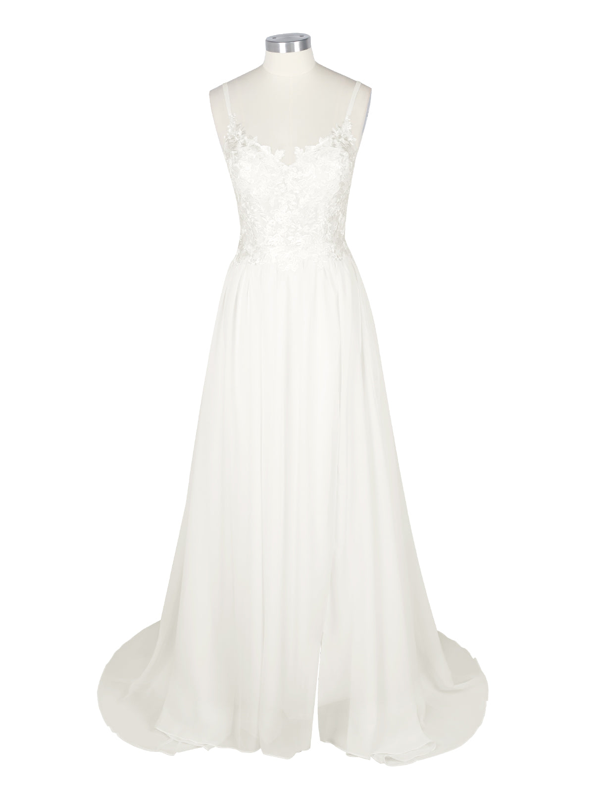 Applique Slit Chiffon Wedding Dress 