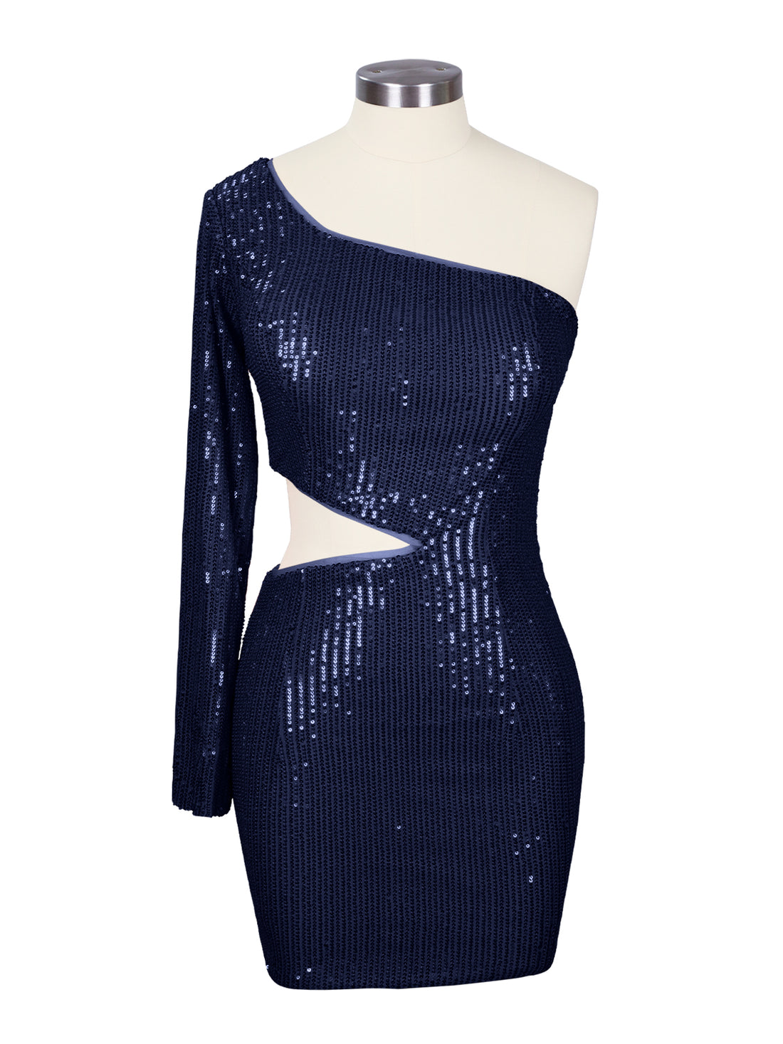 Waist Cutout One Shoulder Mini Dress 