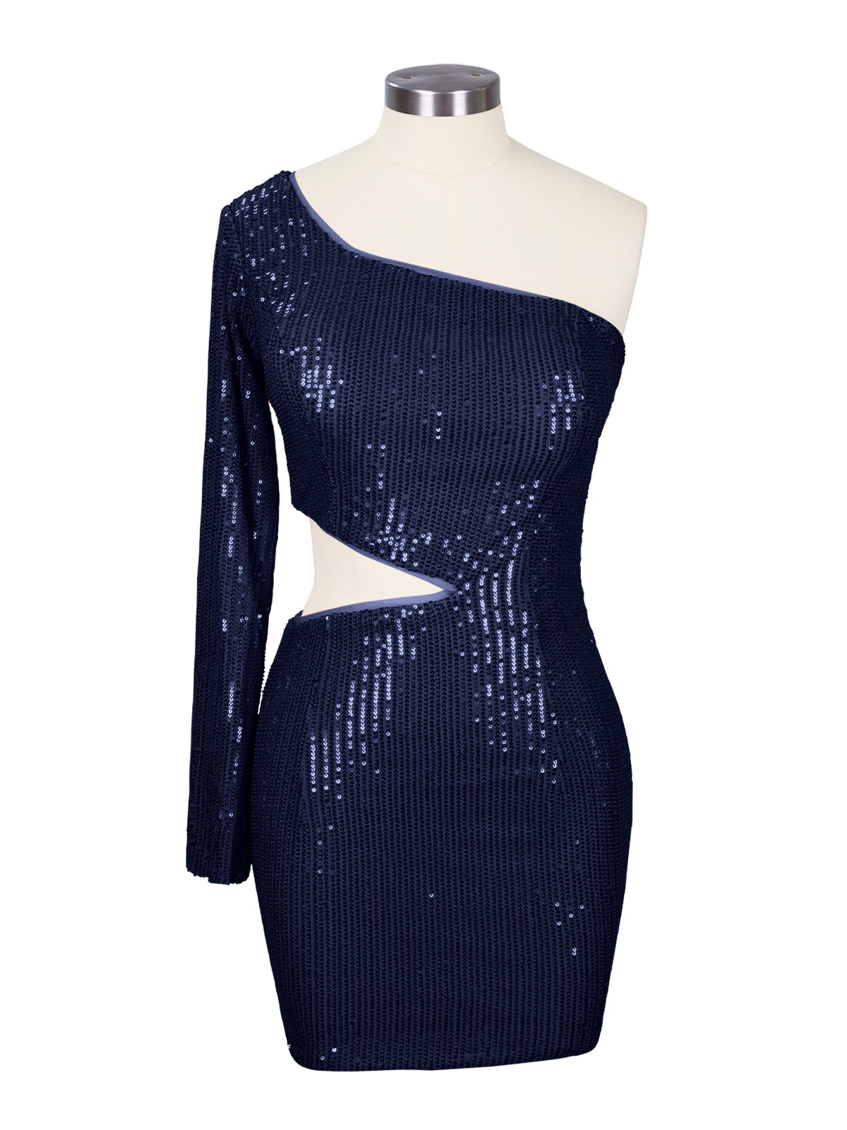 Waist Cutout One Shoulder Mini Dress 