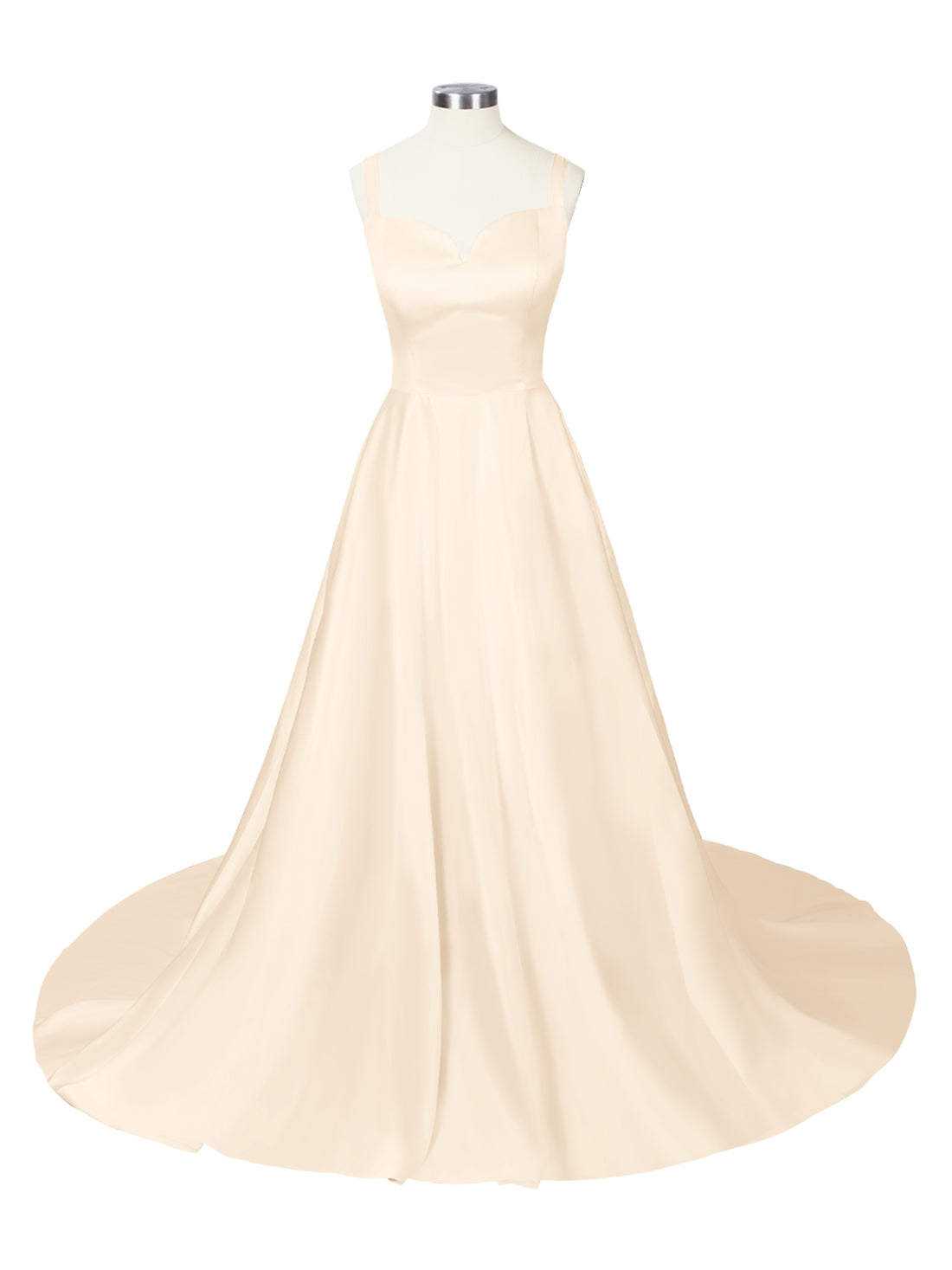 Sweetheart Satin Chapel Train Wedding Dress 
