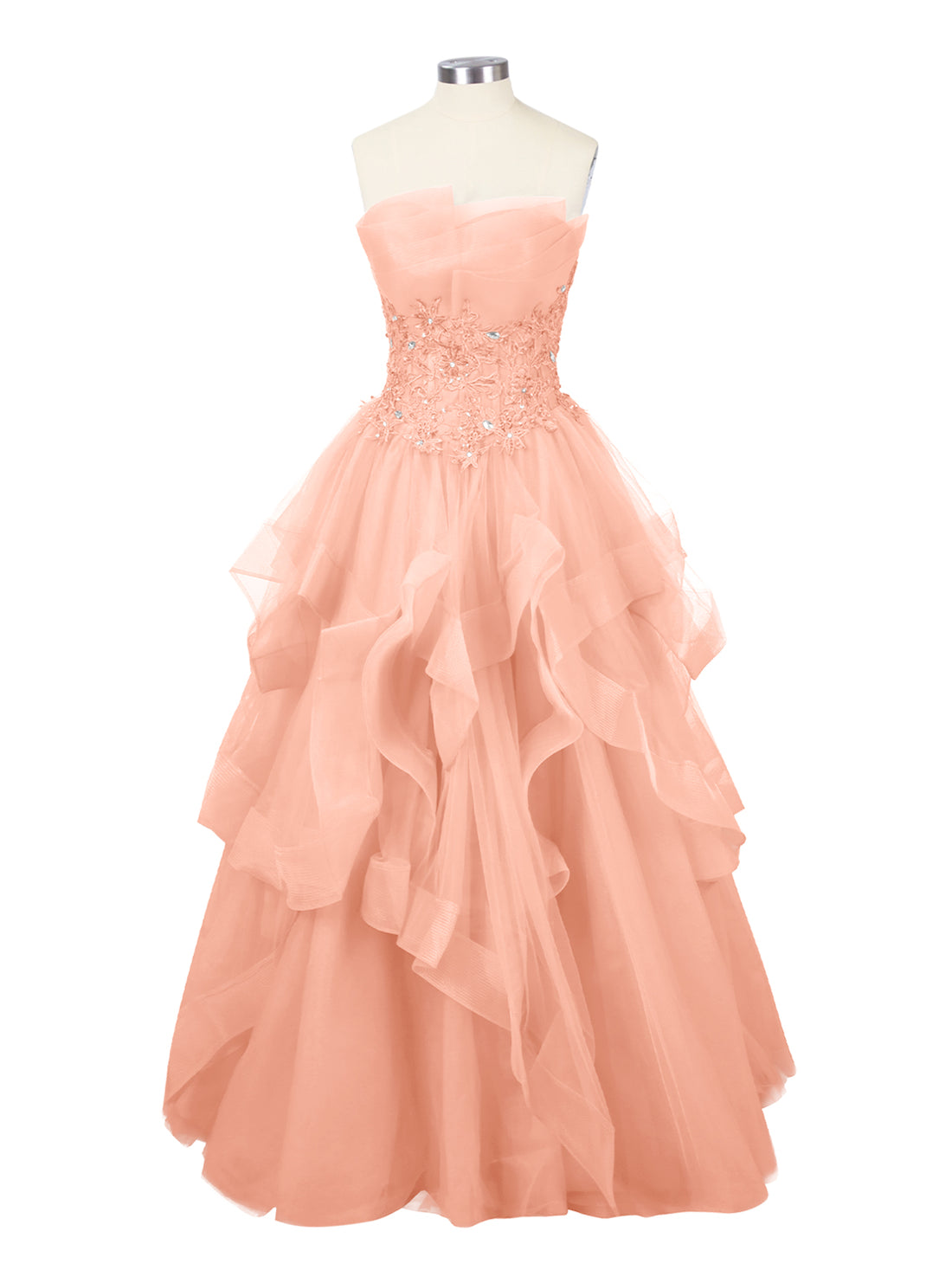 Tiered Strapless Prom Dress 