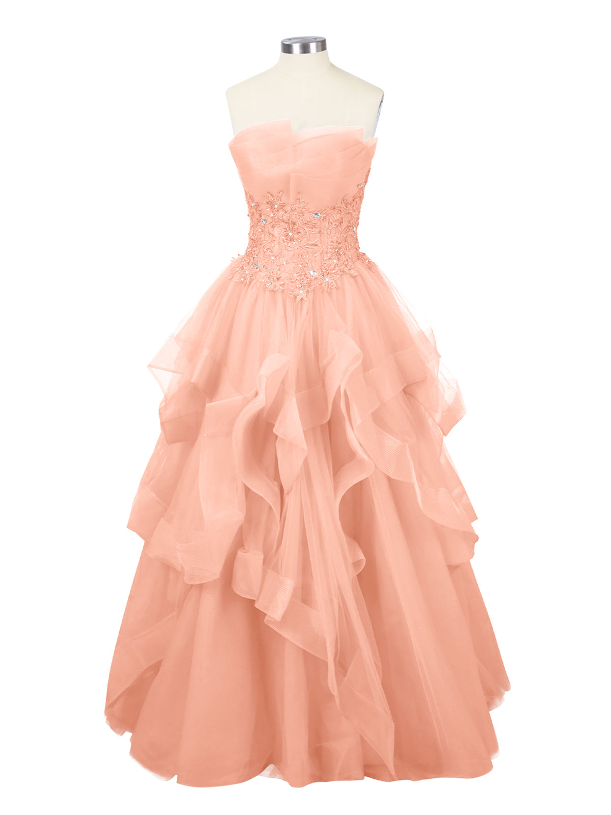 Tiered Strapless Prom Dress 