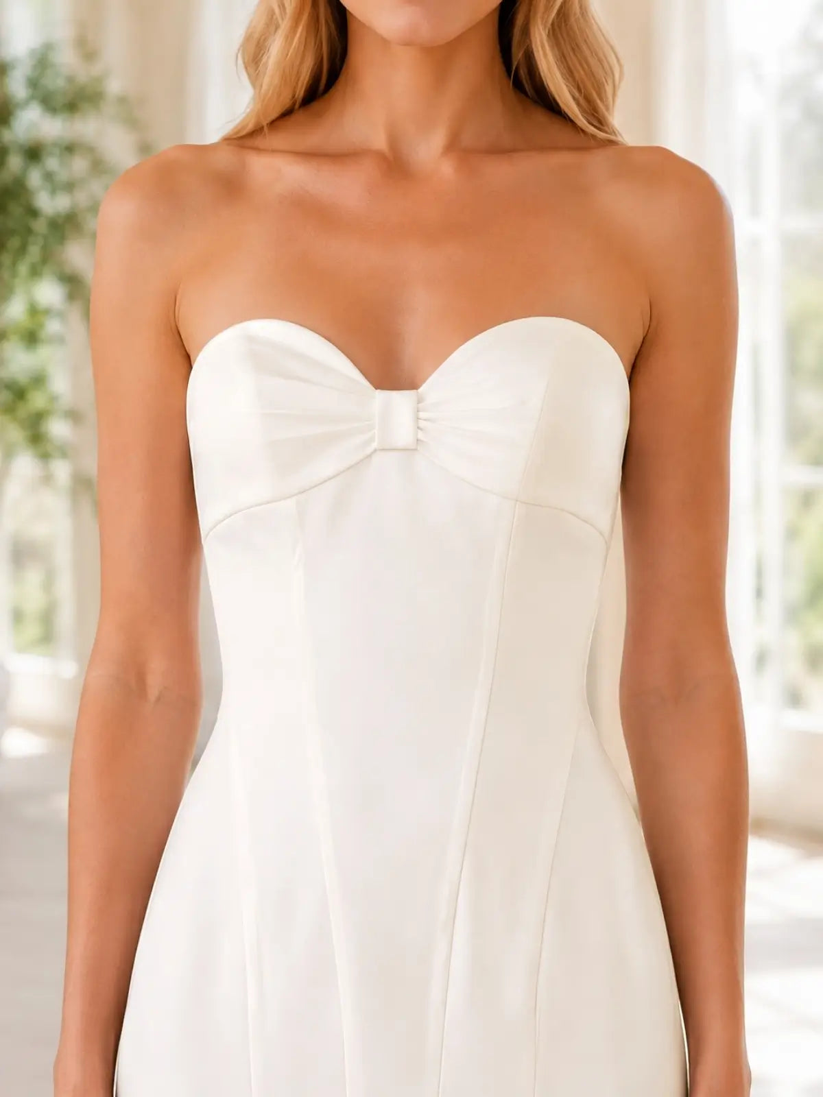 Sweetheart Wedding Dress with Center-Knot Ruched Bodice