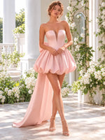 A-Line Homecoming Dress with Long Back Bow