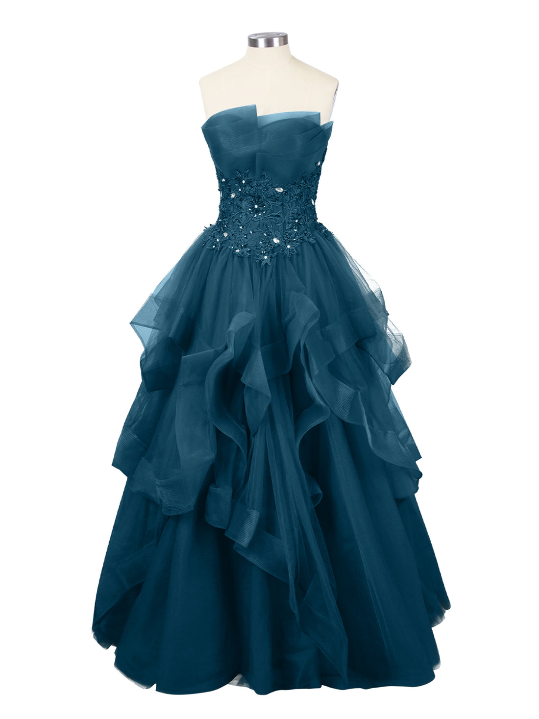 Tiered Strapless Prom Dress 