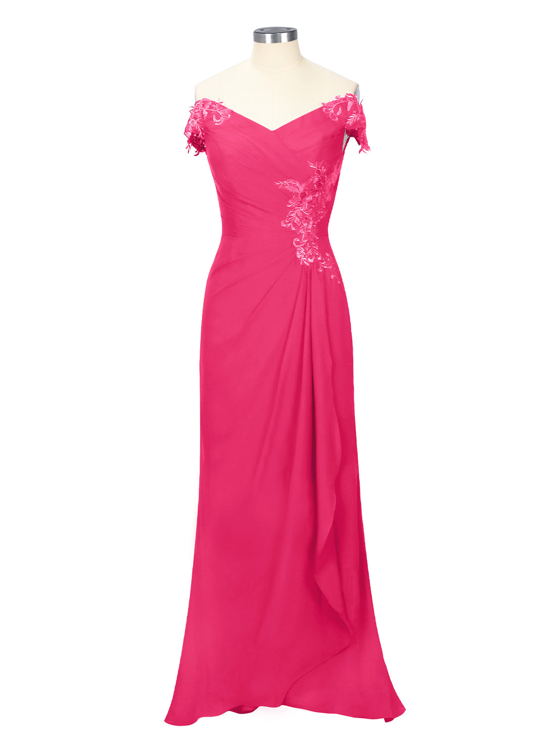 Off-Shoulder Chiffon Sheath Dress 
