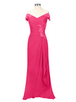 Off-Shoulder Chiffon Sheath Dress 