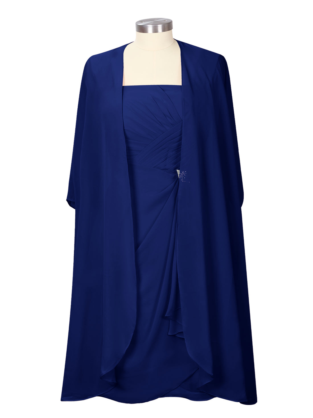 Ruched Chiffon Two-Piece Dress Set 