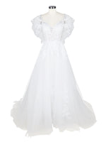 Illusion Tulle Applique Wedding Dress 
