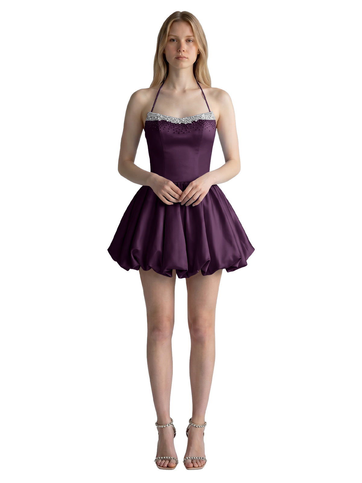 Beading Bubble Hem Mini Dress 