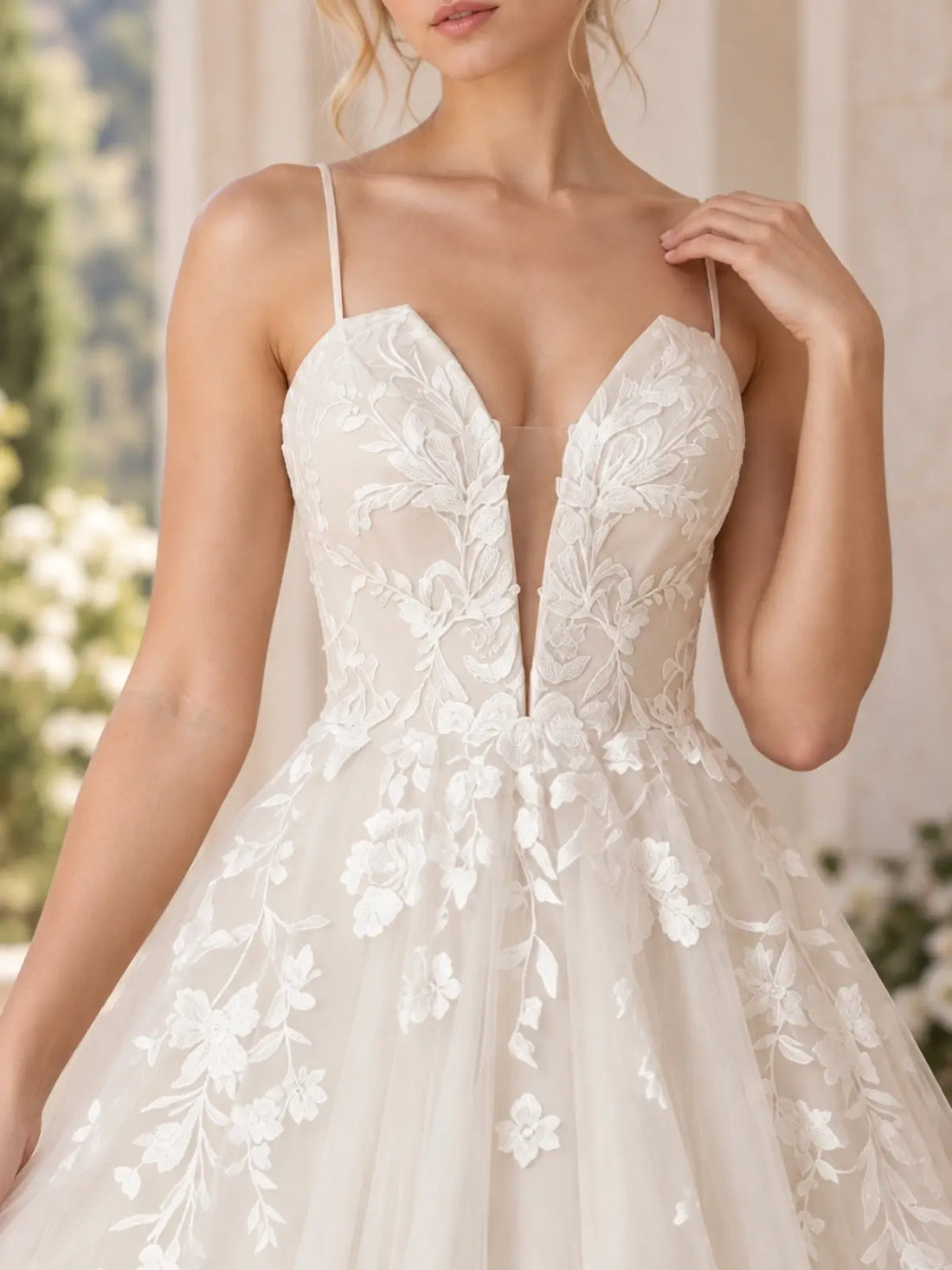A-Line Wedding Dress with Illusion Mesh Back Detail