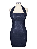 Halter Sequin Sheath Mini Dress 